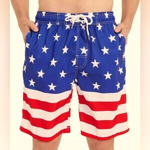 👉🏼NWOT👈🏼 KAILUA SURF American Flag Patriotic Swim Trunks Boardshorts 9” XXL
